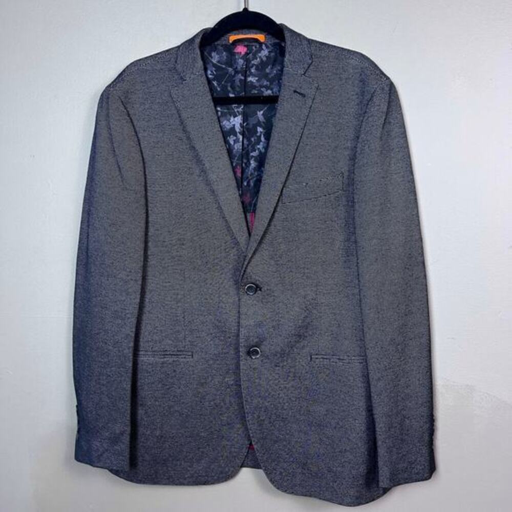 TALLIA blazer mens 40R slim‎ stretch black pinstripe sweatshirt material comfort